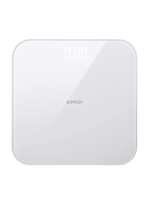 Bomidi W1 Smart Body Weight Scaling LED Digital Scale with High Precision Sensor, Weight Scaling, Real-Time Data, Intelligent Analysis & Triple A Battery, White