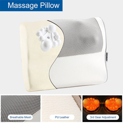 Bomidi MP1 Massage Pillow Multifunctional Back Massager with Hot Compress, 30-40 Adjustable Speed, Electric 8 Massage Heads, EVA Material PU Leather & Automatic Timer, 24W, White, 1 Piece