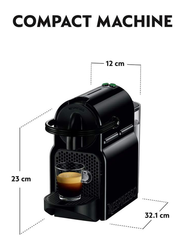 Nespresso Inissia Black Coffee Machine, UAE Version, Black