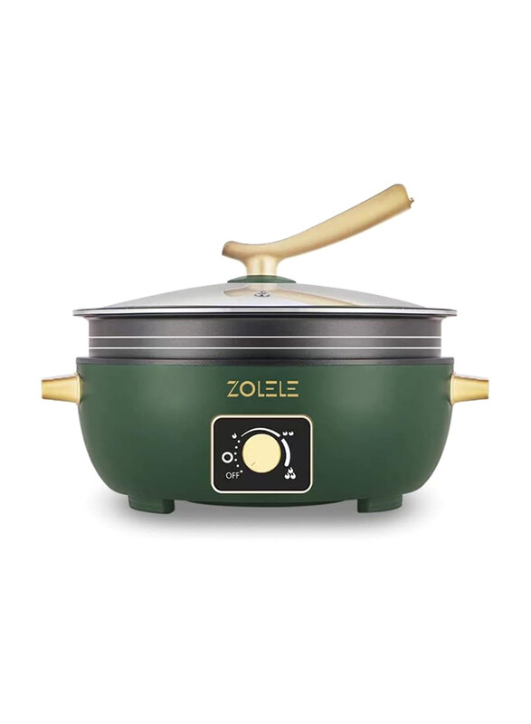 

Zolele 6L Stainless Steel Non-Stick Coating Multifunctional Double Pot Quick Heat Multi Purpose Electric Rice Cooker, 1500W, ZC300, Green