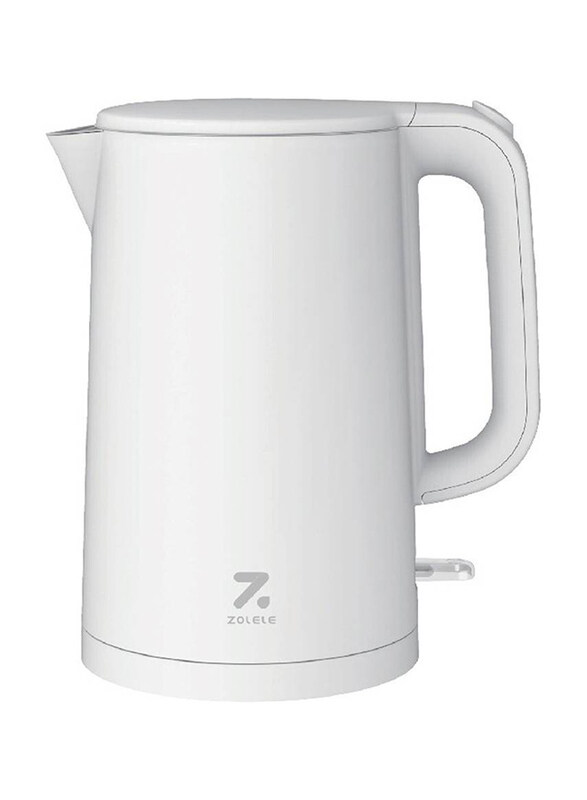 

Zolele 1.7L Electric Heating Element Kettle with Double Walled Glass Lid, 1800W, SH1701W, White