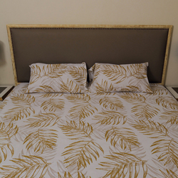 Hometex Design Palri Printed 100% Cotton Flat Sheet Set, 1 Flat Sheet + 2 Pillow Cases, King, Multicolour