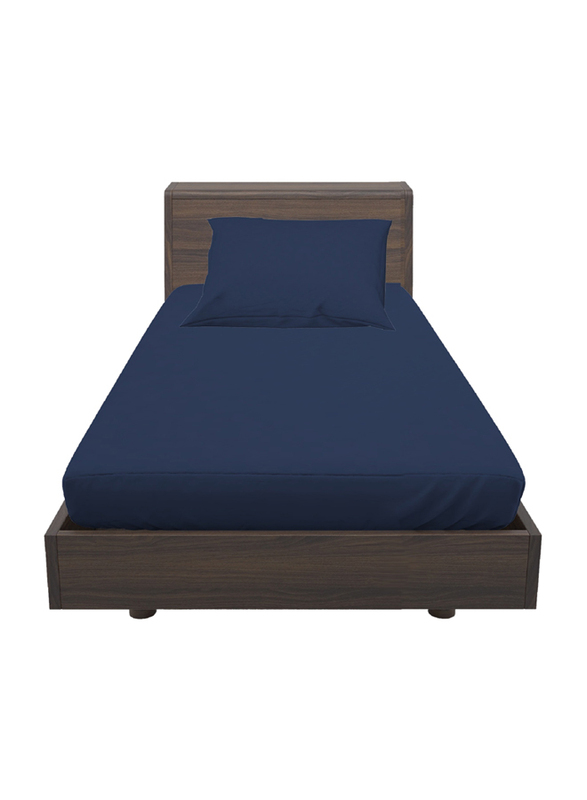 Hometex Design Dyed Flat Sheet Set, 1 Flat Sheet + 1 Pillow Case, Single, Navy Blue