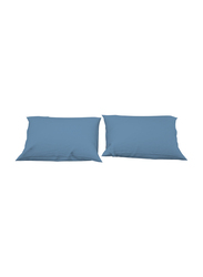 Hometex Design Dyed Flat Sheet Set, 1 Flat Sheet + 2 Pillow Cases, Double, Blue