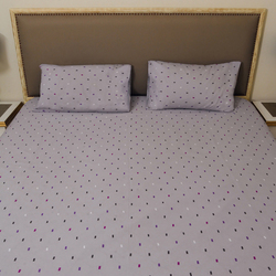 Hometex Design Ardoises Et Amethystes Printed 100% Cotton Flat Sheet Set, 1 Flat Sheet + 2 Pillow Cases, King, Grey
