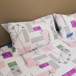 Hometex Design Herbier Pop Printed 100% Cotton Flat Sheet Set, 1 Flat Sheet + 2 Pillow Cases, King, Multicolour