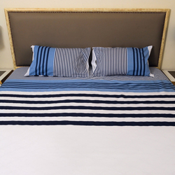 Hometex Design Feyde Printed 100% Cotton Flat Sheet Set, 1 Flat Sheet + 2 Pillow Cases, King, Multicolour