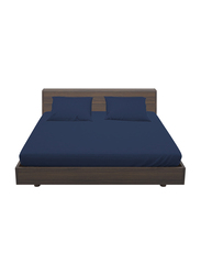 Hometex Design Dyed Flat Sheet Set, 1 Flat Sheet + 2 Pillow Cases, Double, Navy Blue