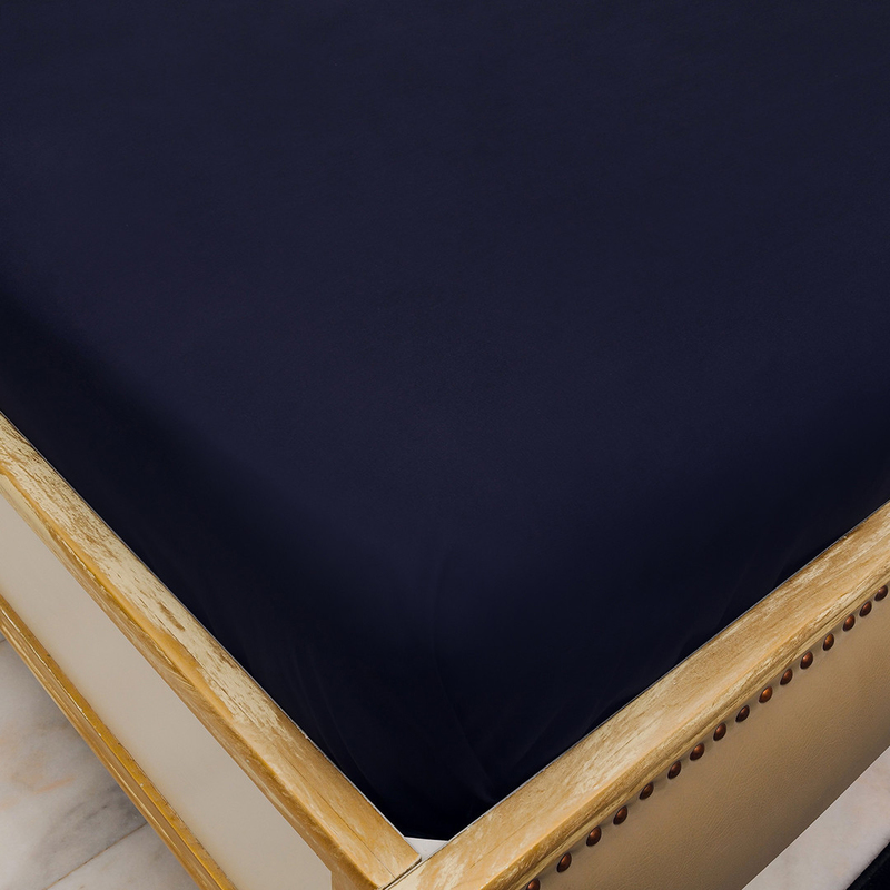 Hometex Design Orparadis Dyed 100% Cotton Flat Sheet Set, 1 Flat Sheet + 2 Pillow Cases, King, Navy Blue
