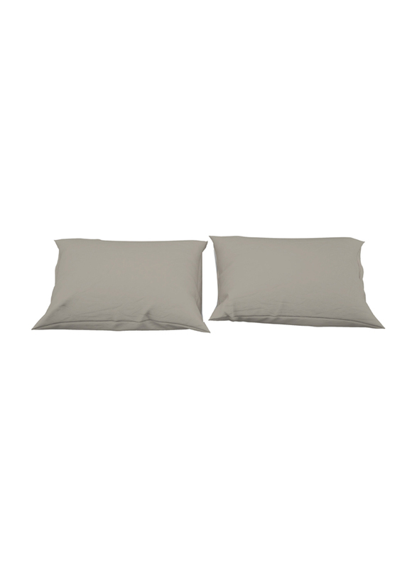 Hometex Design Dyed Flat Sheet Set, 1 Flat Sheet + 2 Pillow Cases, Double, Taupe