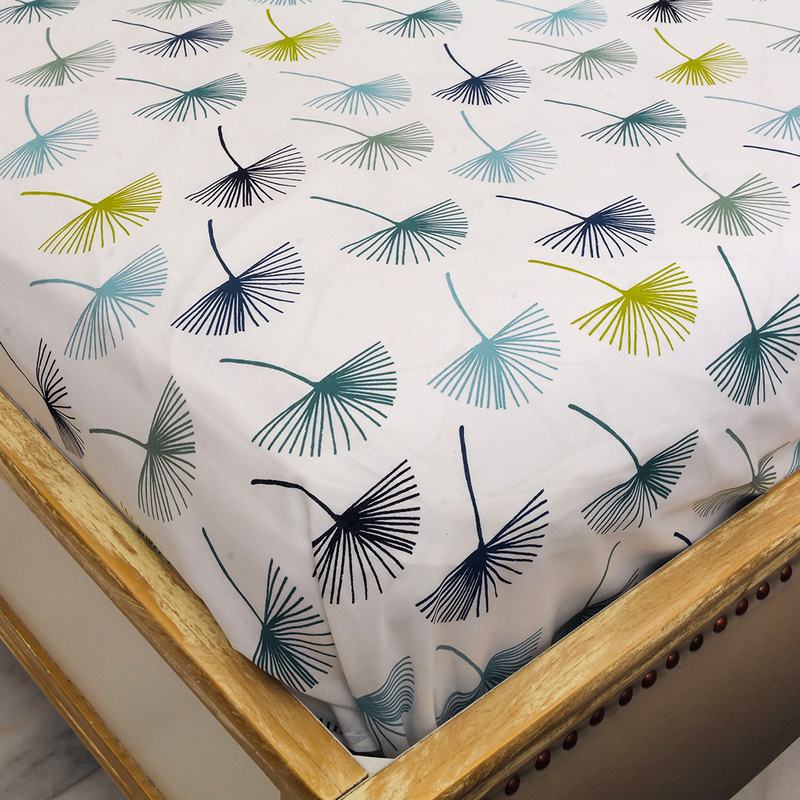 Hometex Design Plamete Printed 100% Cotton Flat Sheet Set, 1 Flat Sheet + 2 Pillow Cases, King, Multicolour