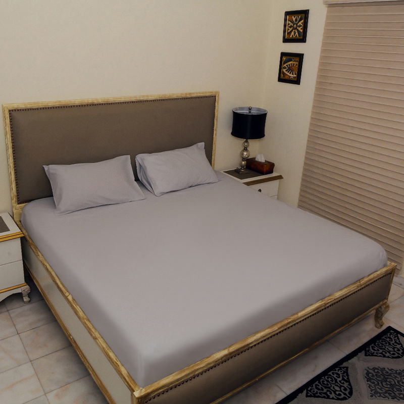 Hometex Design Microchip Dyed 100% Cotton Flat Sheet Set, 1 Flat Sheet + 2 Pillow Cases, King, Grey