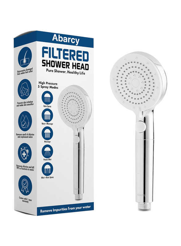 Abarcy Filtered Shower Head with Filter beads, Silver