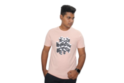Men’s Cotton T-Shirts Short Sleeve in Pink Single Jersey Graphic Print Tees Relaxed Fit Crew Neck Pattern Shirts Ideal for Casual, Regular, Daily Wear (S, PINK)