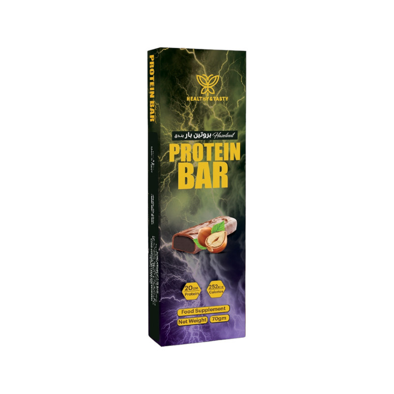 Healthy&Tasty Protein Bar Hazelnut 70g Pack of 12, 20g Protein, 252 kcal, Soy protein free, Non GMO, Food Supplement