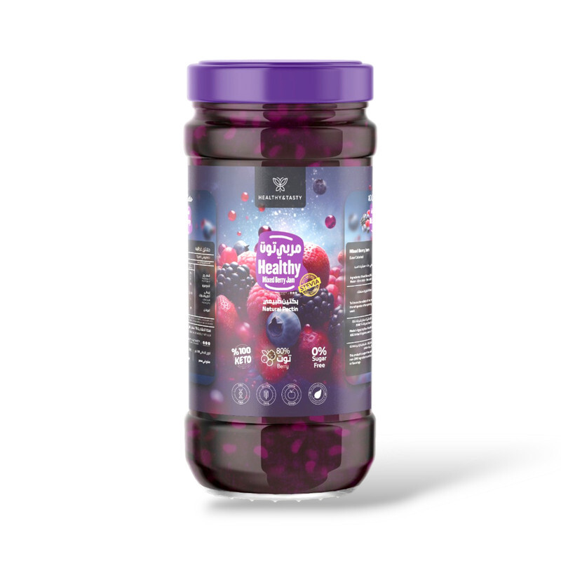 Healthy&Tasty Mixed Berry Jam 300gm, 100% Keto, Vegan, Natural Pectin, Sugar Free, Non GMO, Gluten Free