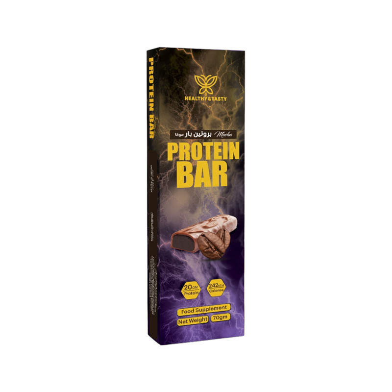 Healthy&Tasty Protein Bar Mocha 70g Pack of 12, 20g Protein, 242 kcal, Soy Protein Free, Non-GMO, Food Supplement