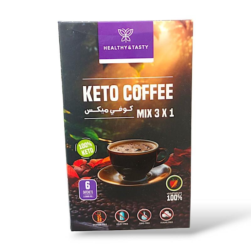 Healthy&Tasty Keto Coffee 66gm Instant 3x1 Sugar Free, Gluten Free, GMO Free, Dairy Free (6 sachets x 11g)