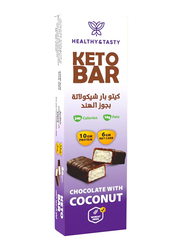 Healthy&Tasty Coconut KETO Bar 12 Bars, 100% Natural No Preservatives, 10g Protein 240 KCal 16g Fats 6g Net Carb, 60gm each
