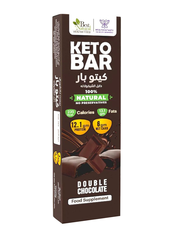 Healthy & Tasty Double Chocolate KETO Bar 60gm,100% Natural No Preservatives,12.1g Protein 235 KCal 13.1g Fats 6g Net Carb