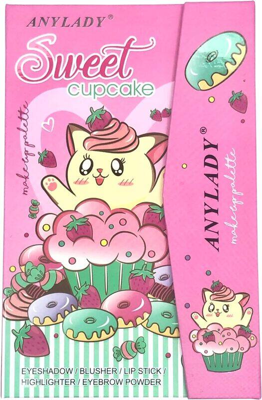 ANYLADY Sweet Cupcake Makeup Palette, Eyeshadow, Blusher, Lipstick, Highlighter, Eyebrow Powder