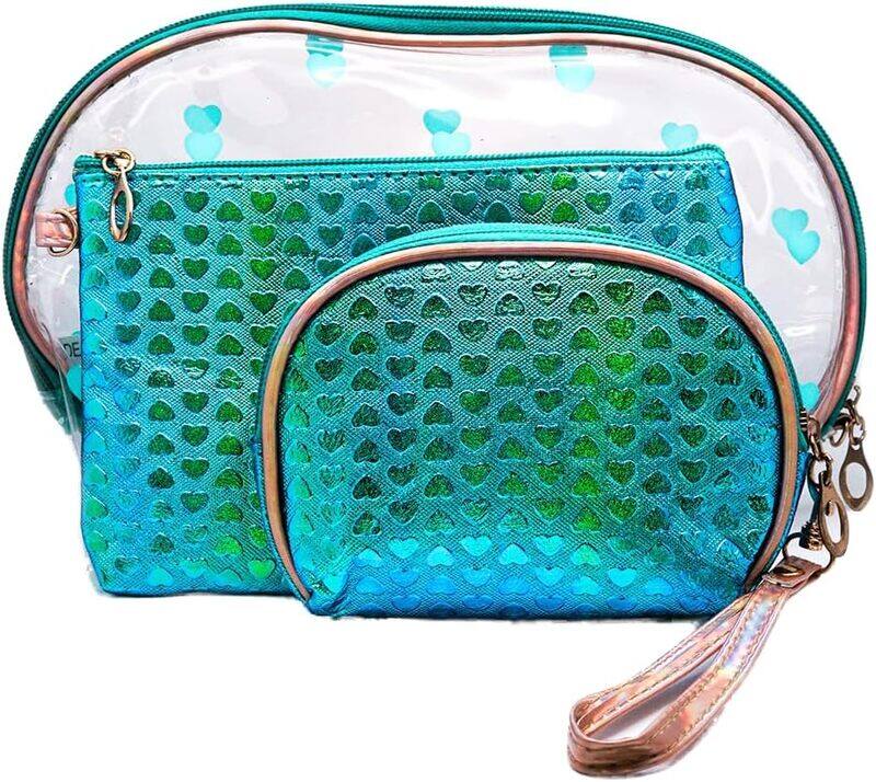 

Red Butterfly 3 in 1 Cosmetic Travel Bag for Women - Green