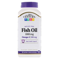 21st Century Fish Oil 1000mg Omega-3 300mg Enteric Coated Softgels 90's