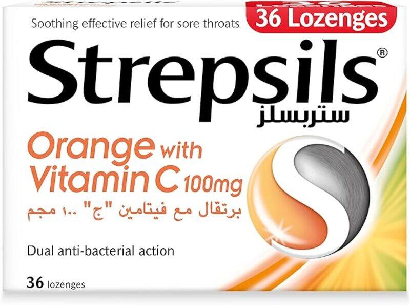 

Strepsils orange with vitamin c, 100 mg - 24 lozenges