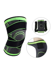 Adjustable Sports Training Elastic Brace Pair Knee Support, 8sg3228019052817, Green/Black
