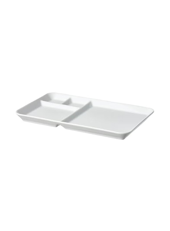 31cm Ceramic Plate With Compartments, White