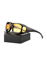 HD Night Vision Wrap Around Black Sunglasses for Men, Yellow Lens, 2724710500879