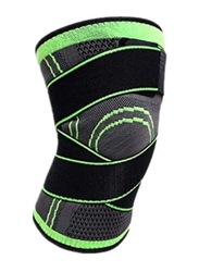 Adjustable Sports Training Elastic Brace Pair Knee Support, 8sg3228019052817, Green/Black