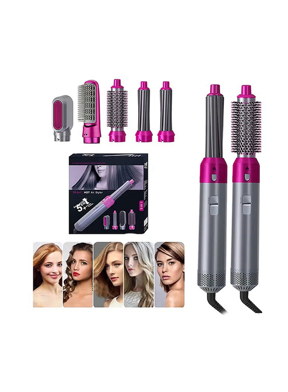 HTC 28cm 5-In-1 Hot Hair Styler, Silver/Pink
