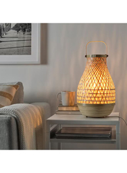 Handmade Bamboo Misterhult Table Lamp, 36 x 22cm, Yellow