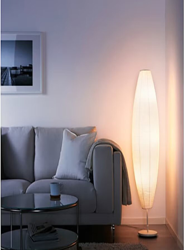 Ikea SollefteA Oval Shape Floor Lamp, 128 x 33cm, White