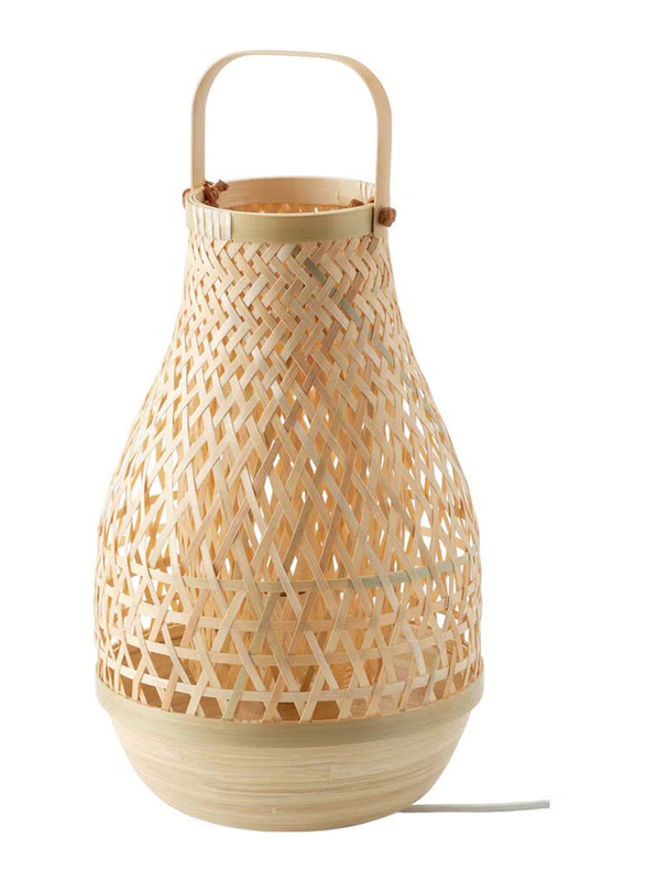 Handmade Bamboo Misterhult Table Lamp, 36 x 22cm, Yellow