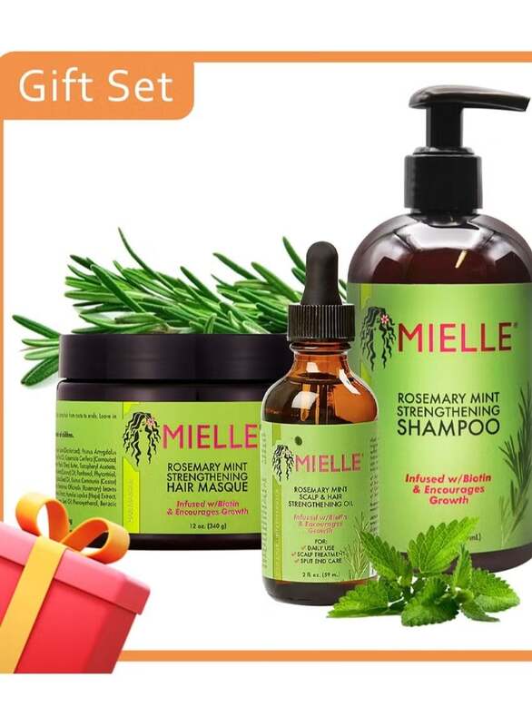 Mielle Organics Rosemary Mint Shampoo 355 ml Masque 340 ml and Strengthening Oil 59 ml