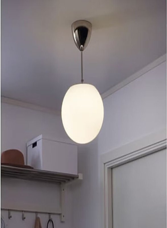 Ikea Holjes Down Lighter Pendant Lamp, 47 x 25cm, Silver/White