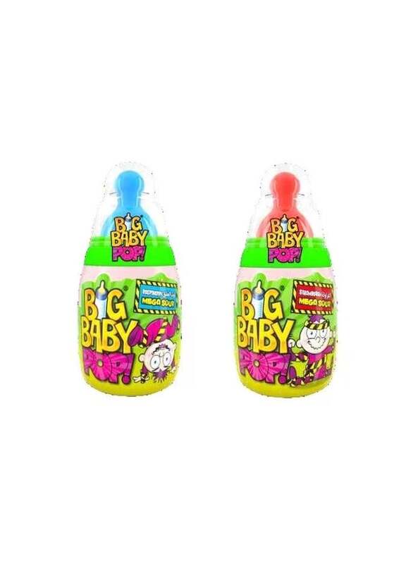 Bazooka Big Baby Pop Strawberry Mega Sour Dextrose Powder 32g