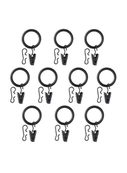 Curtain Ring with Clip & Hook Set, 10 Pieces, Black