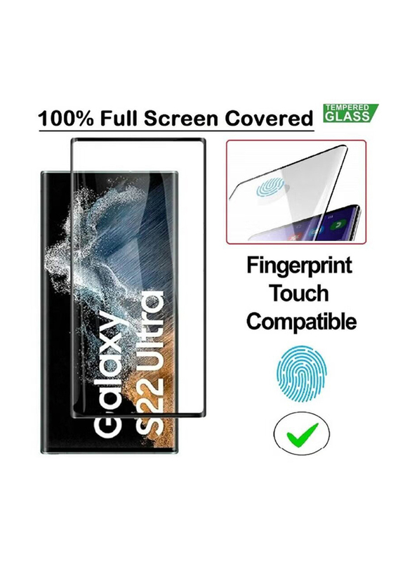 Samsung Galaxy S23 Ultra Protective Slim Designed Shockproof Mobile Phone Case Cover with 2-Piece High Quality Tempered Glass Screen Protector, Black/Clear