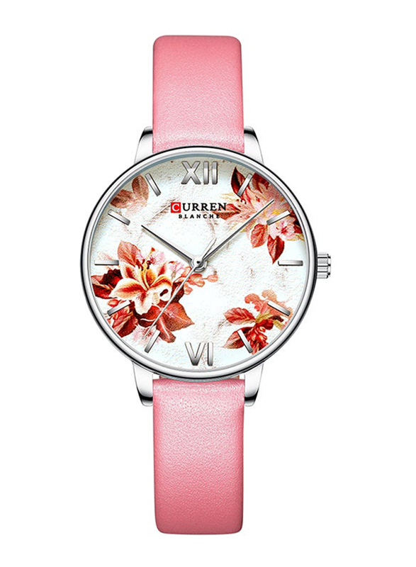 Curren Analog Watch for Women with Leather Band, Water Resistant, J4275P, Pink-Multicolour