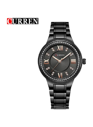 Curren Analog Watch for Women with Stainless Steel Band, Water Resistant, 9004, Black