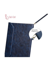 10.2/10.5 inch Apple iPad Protective Premium PU Leather Stand Folio Tablet Case Cover with Strap & Pen Holder, Blue