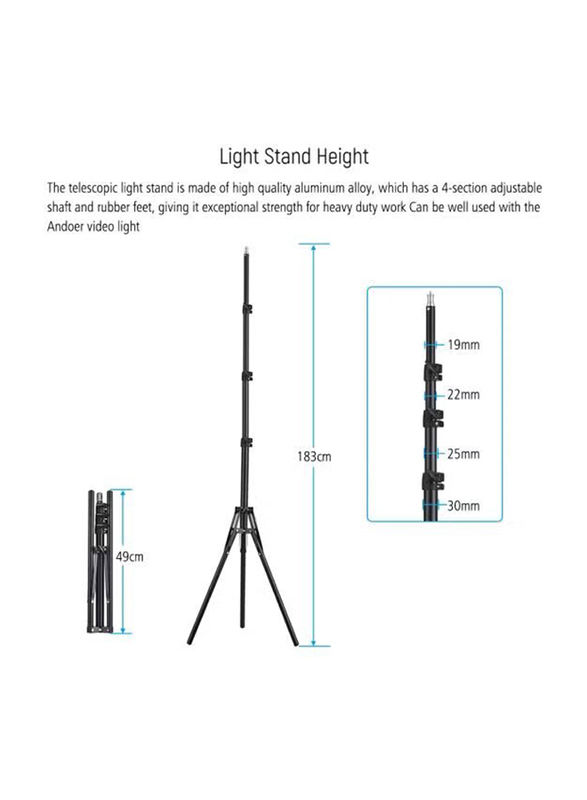 Andoer Universal Mobile Phone LED Photography Ring Fill Light Kit, Black/Clear