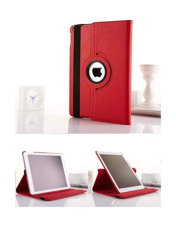 Apple iPad 9.7 Inch Leather 360 Degree Rotating Stand Folio Tablet Phone Flip Case Cover, Red