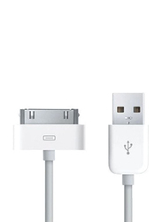 30-Pin to USB Type A Data Sync Charging Cable, White