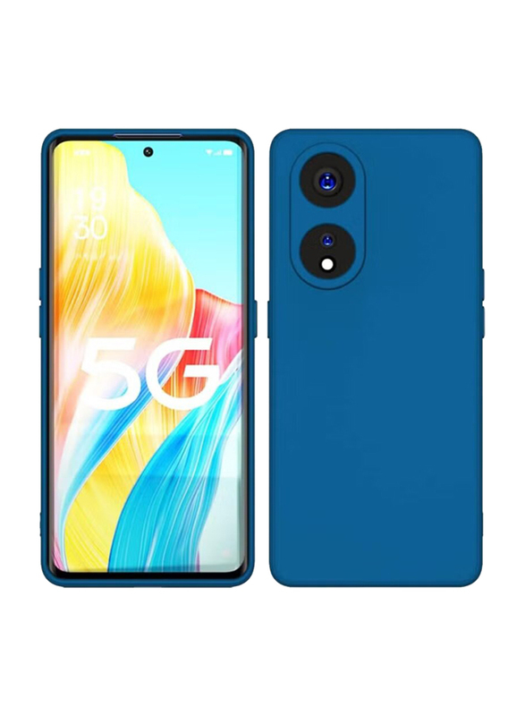 Olliwon OPPO A98 5G Protective Shockproof Camera Protection Gel Rubber Silicone Mobile Phone Case Cover, Blue