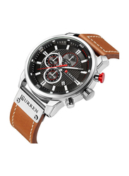 Curren Analog Watch for Men with Leather Band, Water Resistant, J3103KB-KM, Brown-Black