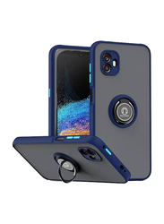 Samsung Galaxy A04 Silicone Protective Bumper Shockproof Camera Protection Mobile Phone Case Cover with 360 Rotation Car Mount Magnetic Ring Holder, Blue